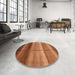 Round Machine Washable Abstract Orange Rug in a Office, wshabs3667