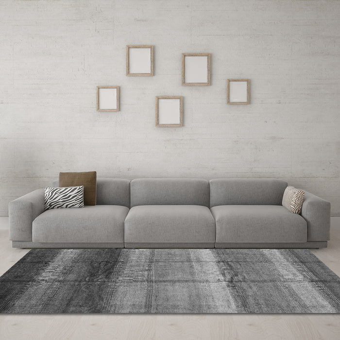 Machine Washable Abstract Gray Modern Rug in a Living Room,, wshabs3667gry