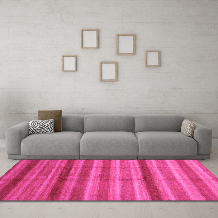Machine Washable Abstract Pink Modern Rug in a Living Room, wshabs3668pnk