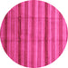 Round Machine Washable Abstract Pink Modern Rug, wshabs3668pnk