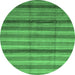 Round Machine Washable Abstract Emerald Green Modern Area Rugs, wshabs3668emgrn