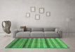 Machine Washable Abstract Emerald Green Modern Area Rugs in a Living Room,, wshabs3668emgrn