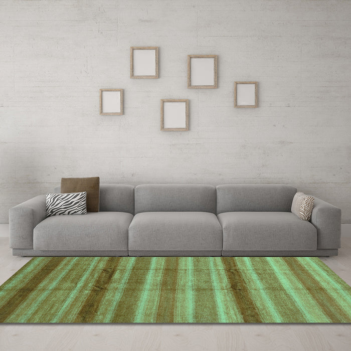 Machine Washable Abstract Turquoise Modern Area Rugs in a Living Room,, wshabs3668turq