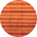 Round Machine Washable Abstract Orange Modern Area Rugs, wshabs3668org