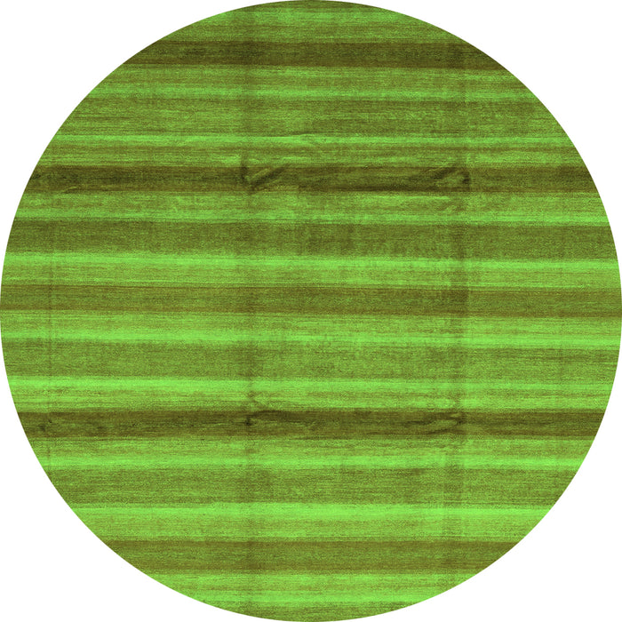 Round Machine Washable Abstract Green Modern Area Rugs, wshabs3668grn