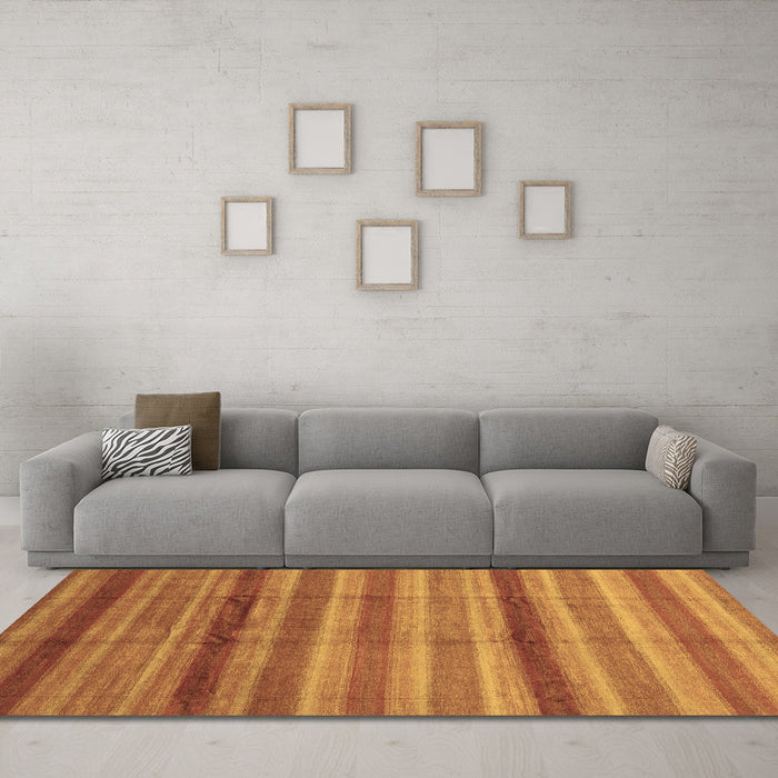 Machine Washable Abstract Brown Modern Rug in a Living Room,, wshabs3668brn