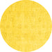 Round Machine Washable Oriental Yellow Traditional Rug, wshabs3669yw