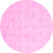 Round Oriental Pink Traditional Rug, abs3669pnk