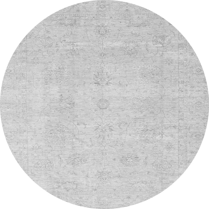 Round Machine Washable Oriental Gray Traditional Rug, wshabs3669gry