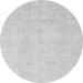 Round Machine Washable Oriental Gray Traditional Rug, wshabs3669gry