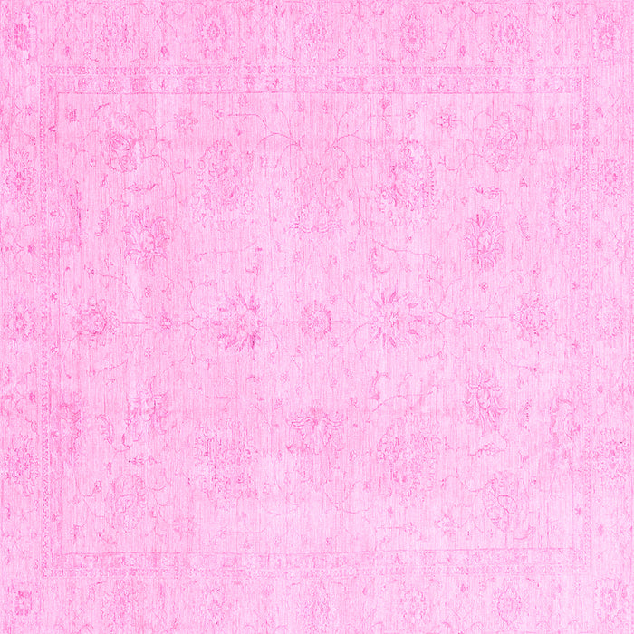Square Machine Washable Oriental Pink Traditional Rug, wshabs3669pnk