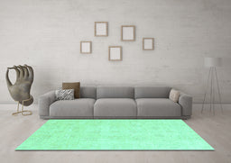 Machine Washable Oriental Turquoise Traditional Area Rugs in a Living Room,, wshabs3669turq