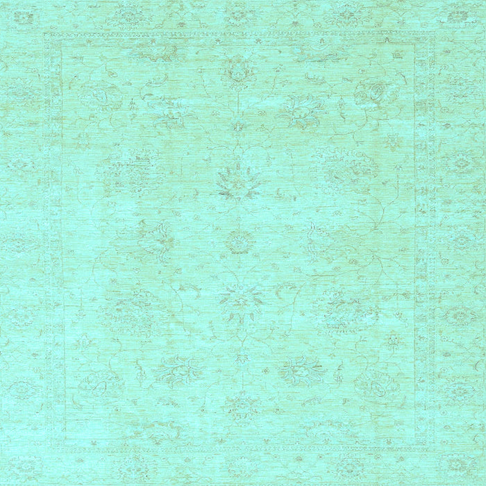 Square Machine Washable Oriental Light Blue Traditional Rug, wshabs3669lblu