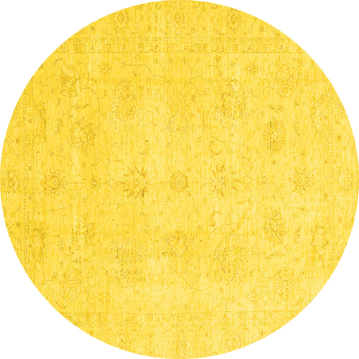 Round Oriental Yellow Traditional Rug, abs3669yw