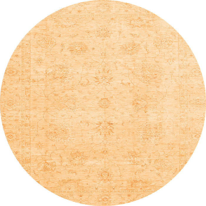 Round Machine Washable Oriental Orange Traditional Area Rugs, wshabs3669org