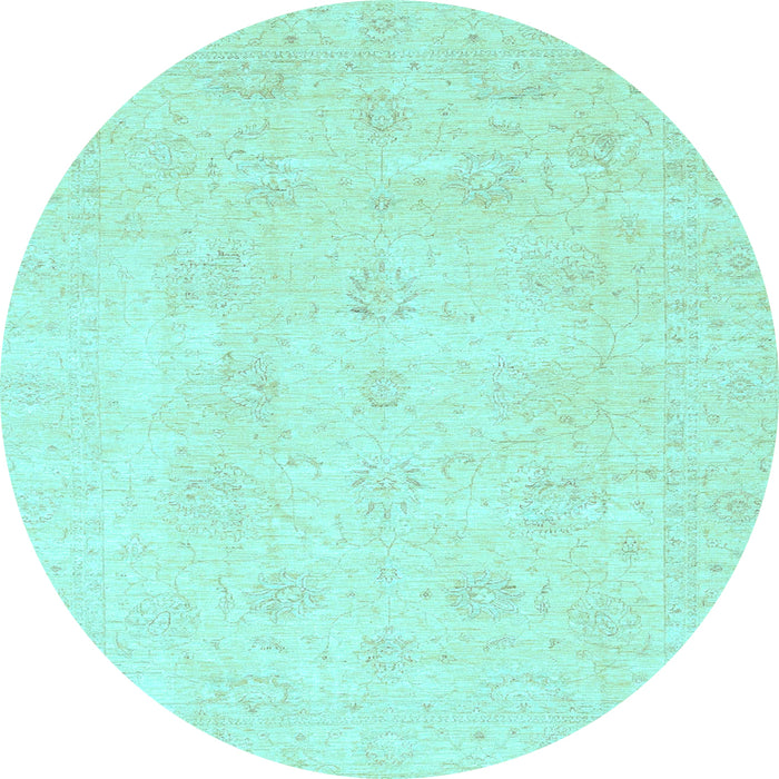 Round Oriental Light Blue Traditional Rug, abs3669lblu