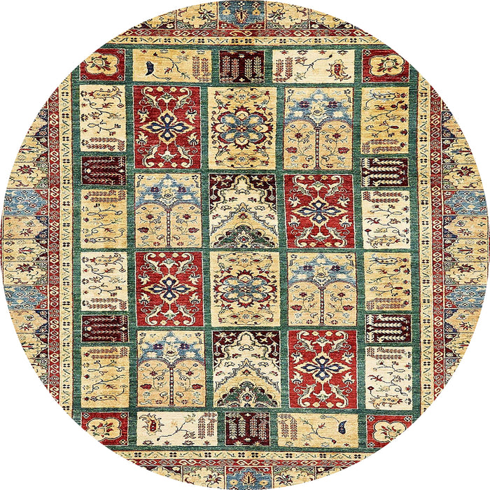 Round Abstract Brown Gold Modern Rug, abs366