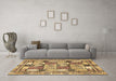 Machine Washable Abstract Brown Modern Rug in a Living Room,, wshabs366brn