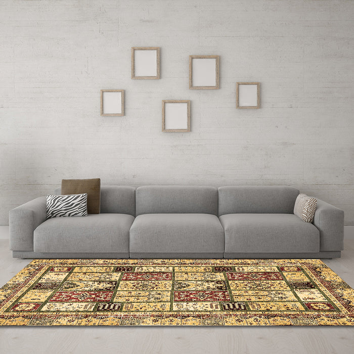 Machine Washable Abstract Brown Modern Rug in a Living Room,, wshabs366brn