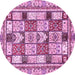 Round Machine Washable Abstract Pink Modern Rug, wshabs366pnk