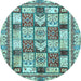 Round Machine Washable Abstract Light Blue Modern Rug, wshabs366lblu