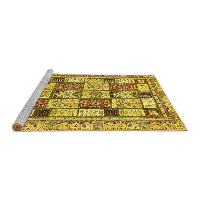 Sideview of Machine Washable Abstract Yellow Modern Rug, wshabs366yw
