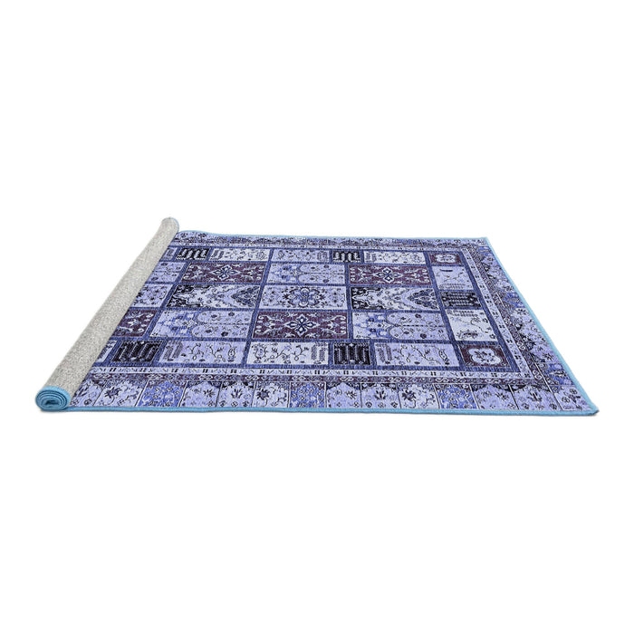 Sideview of Machine Washable Abstract Blue Modern Rug, wshabs366blu