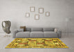 Machine Washable Abstract Yellow Modern Rug in a Living Room, wshabs366yw