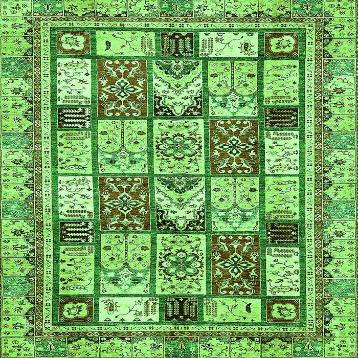 Square Machine Washable Abstract Green Modern Area Rugs, wshabs366grn