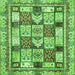 Square Machine Washable Abstract Green Modern Area Rugs, wshabs366grn