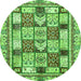 Round Machine Washable Abstract Green Modern Area Rugs, wshabs366grn