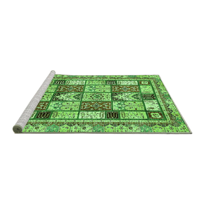 Sideview of Machine Washable Abstract Green Modern Area Rugs, wshabs366grn