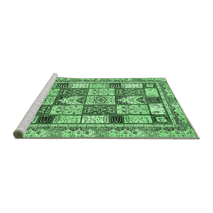 Sideview of Machine Washable Abstract Emerald Green Modern Area Rugs, wshabs366emgrn