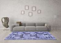 Machine Washable Abstract Blue Modern Rug, wshabs366blu