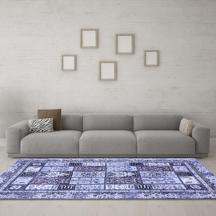 Machine Washable Abstract Blue Modern Rug in a Living Room, wshabs366blu