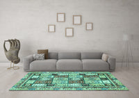 Machine Washable Abstract Turquoise Modern Rug, wshabs366turq