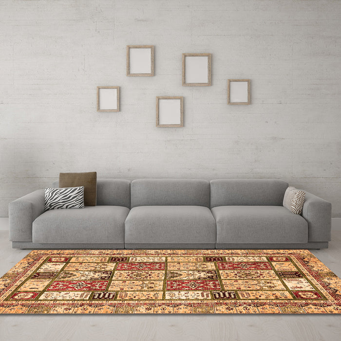 Machine Washable Abstract Orange Modern Area Rugs in a Living Room, wshabs366org