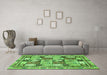 Machine Washable Abstract Green Modern Area Rugs in a Living Room,, wshabs366grn