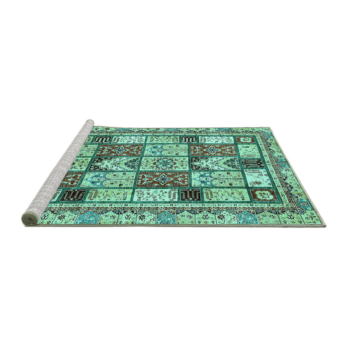 Sideview of Machine Washable Abstract Turquoise Modern Area Rugs, wshabs366turq