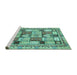 Sideview of Machine Washable Abstract Turquoise Modern Area Rugs, wshabs366turq