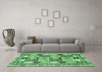 Machine Washable Abstract Emerald Green Modern Rug, wshabs366emgrn