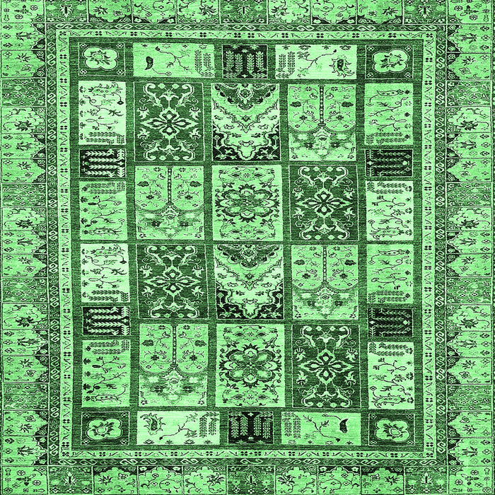 Square Abstract Emerald Green Modern Rug, abs366emgrn