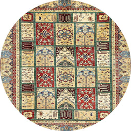 Round Machine Washable Abstract Brown Gold Rug, wshabs366