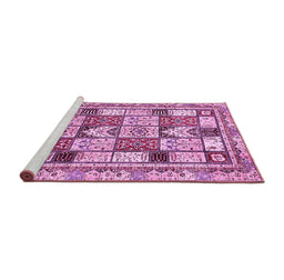Sideview of Machine Washable Abstract Pink Modern Rug, wshabs366pnk