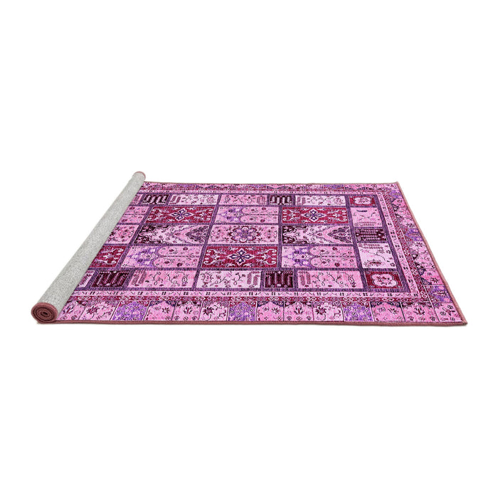 Sideview of Machine Washable Abstract Pink Modern Rug, wshabs366pnk