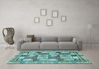 Machine Washable Abstract Light Blue Modern Rug, wshabs366lblu