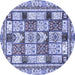 Round Machine Washable Abstract Blue Modern Rug, wshabs366blu