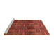 Sideview of Machine Washable Abstract Red Rug, wshabs3670