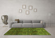 Machine Washable Abstract Green Modern Area Rugs in a Living Room,, wshabs3670grn