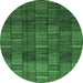 Round Abstract Emerald Green Modern Rug, abs3670emgrn